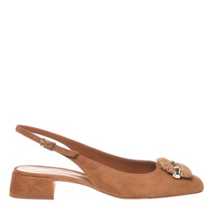 Baldinini brązowe slingback zamszowe  z odkrytą piętą