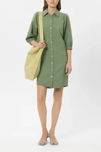 Luisa Cerano Lniana sukienka koszulowa zielona