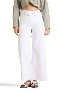 Cambio Spodnie Jeansowe Baggy asymetrycznym zapięciem białe